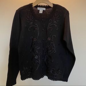 Arriviste sweater button up cardigan black Medium